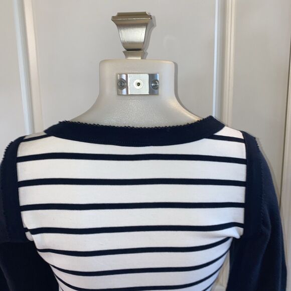 Armor Lux Size 1 Stripe Cotton Knit Crewneck Pullover Sweater Navy Blue White‎ - Picture 6 of 13